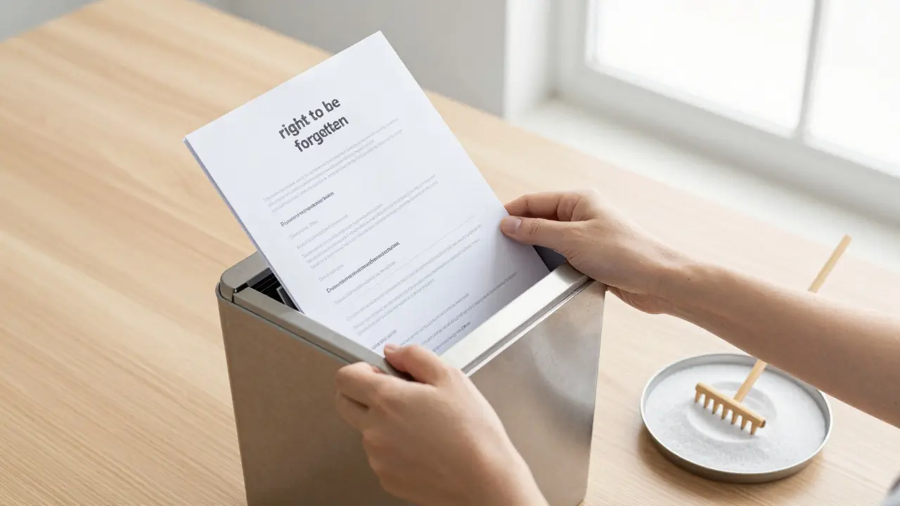 Rukojmi shredování papírových dokumentů vedle zenové zahrádky.