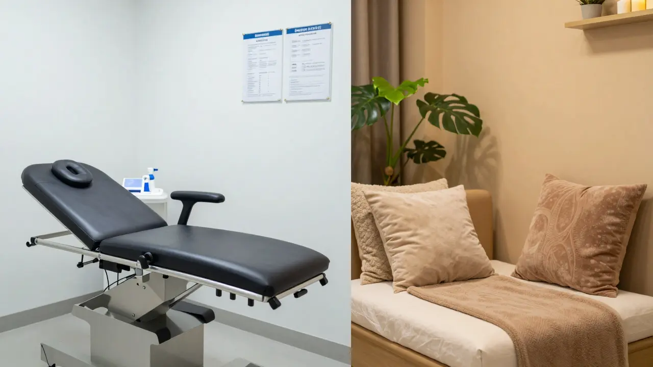 Kontrast mezi klinickou ordinací a wellness studiem